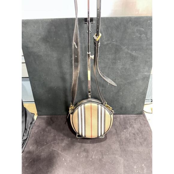 BURBERRY - LOUISE ICON Round E-Canvas Stripe Bag 334416 - Picture 1 of 14